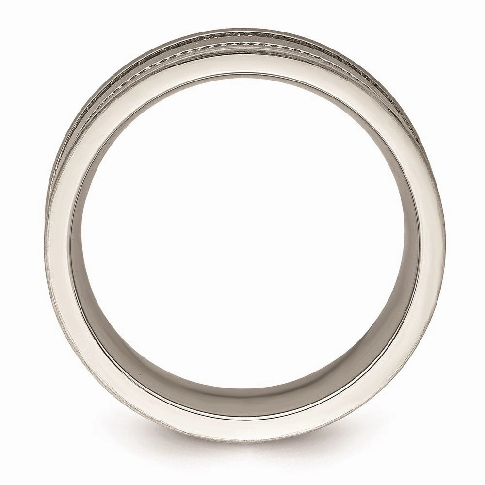 Stainless Steel Polished and Beaded 7mm Band | SR673