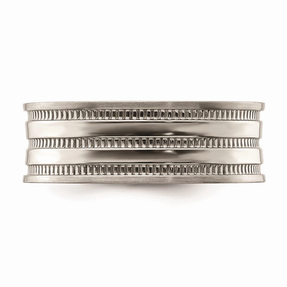 Stainless Steel Polished and Beaded 7mm Band | SR673