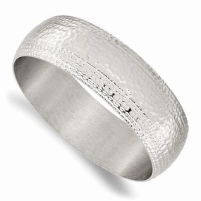 Stainless Steel Polished and Brushed Hammered Bangle
