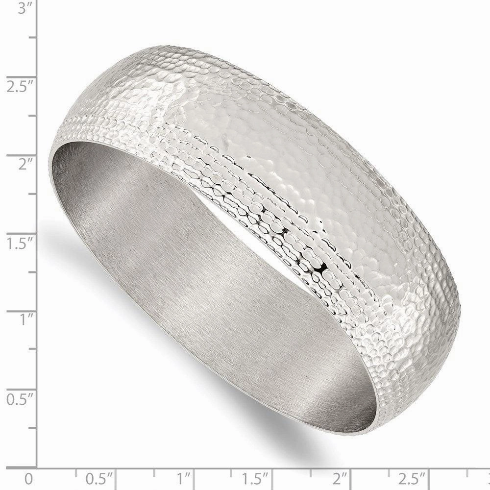 Stainless Steel Polished and Brushed Hammered Bangle