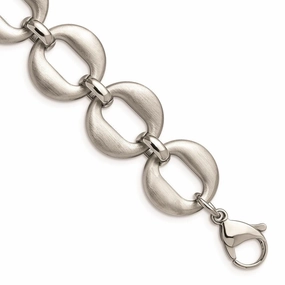 Stainless Steel Polished and Brushed w/.7in ext. Bracelet