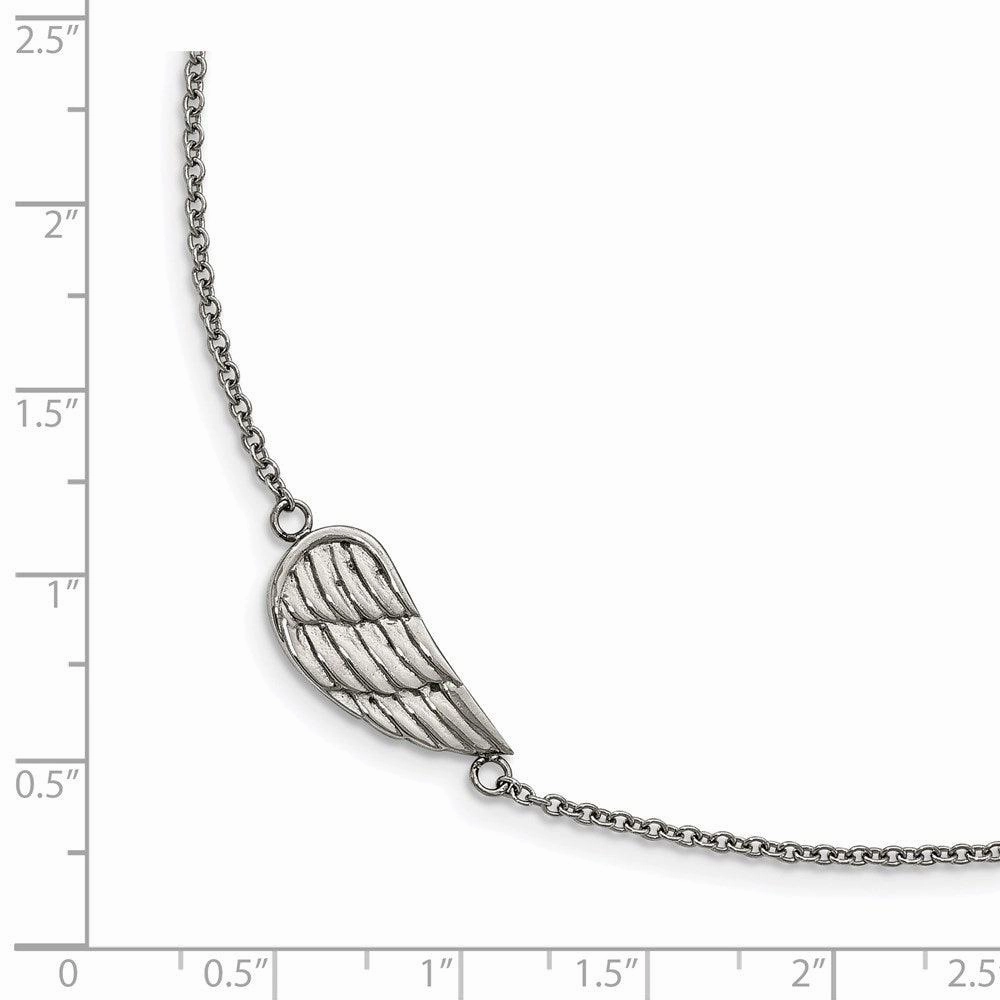 Stainless Steel Polished and Brushed with 1.25in ext. Angel Wing Bracelet