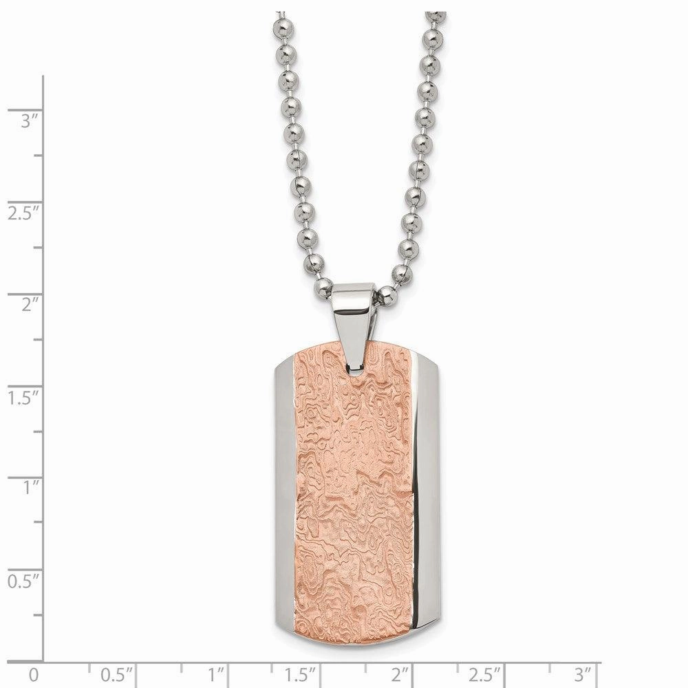 Stainless Steel Polished and Textured Brown IP-plated Necklace