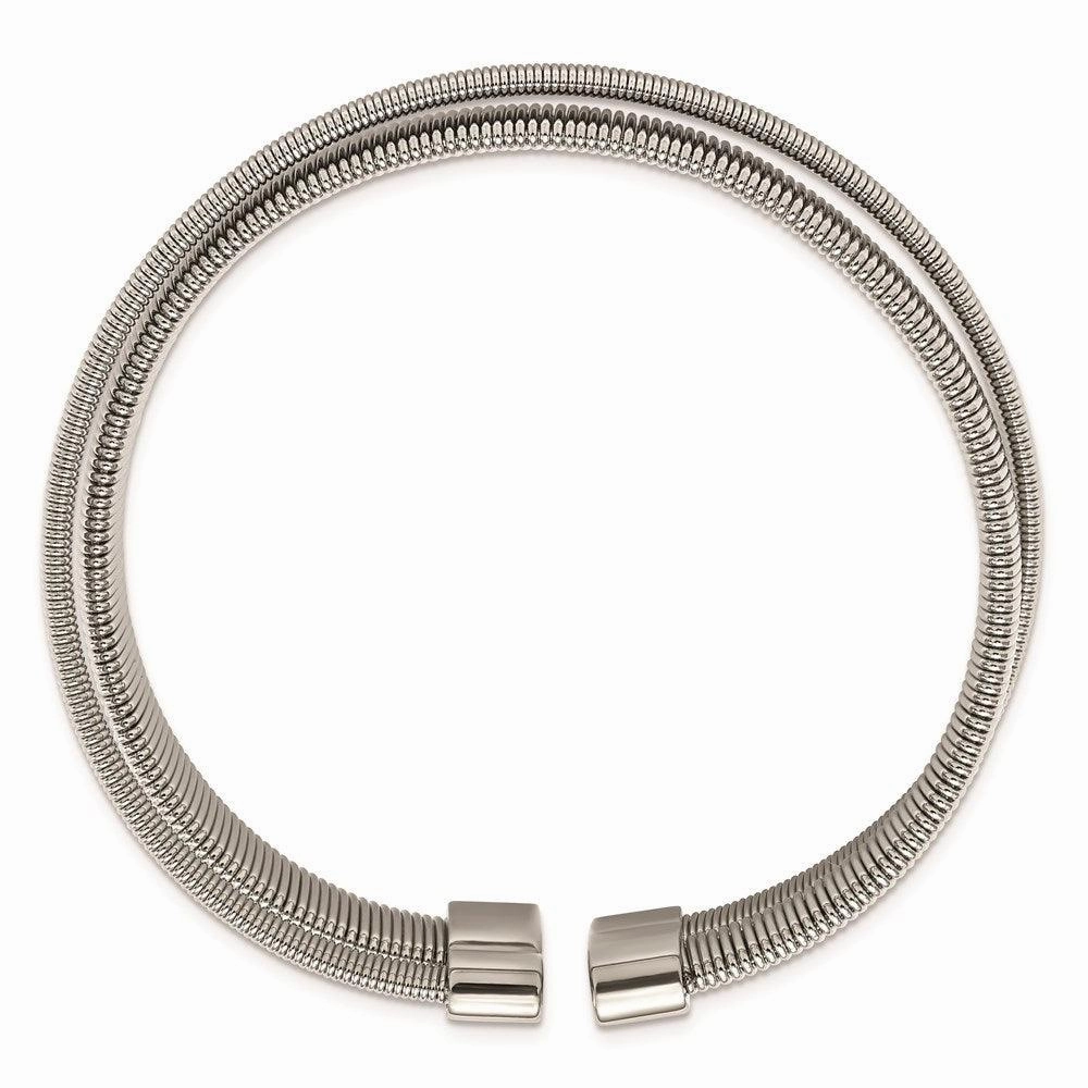 Stainless Steel Polished and Textured Moveable Cuff Bangle