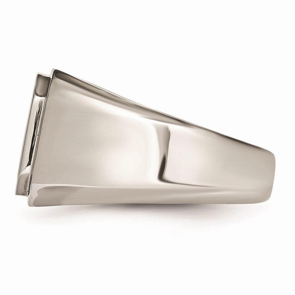Stainless Steel Polished Black Enameled Ring