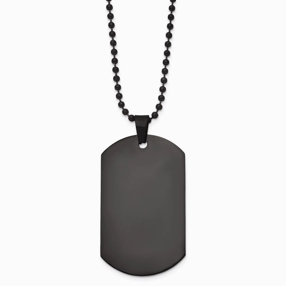 Stainless Steel Polished Black IP Dog Tag Necklace