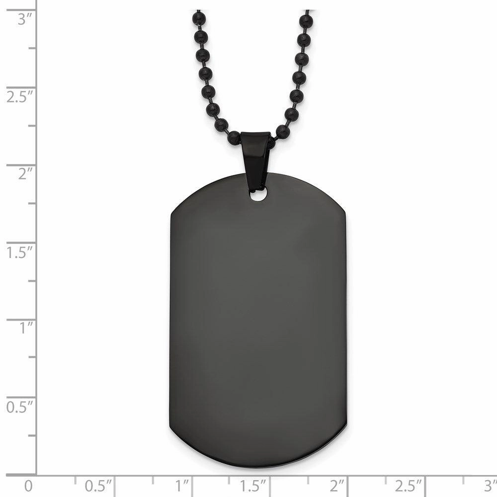 Stainless Steel Polished Black IP Dog Tag Necklace