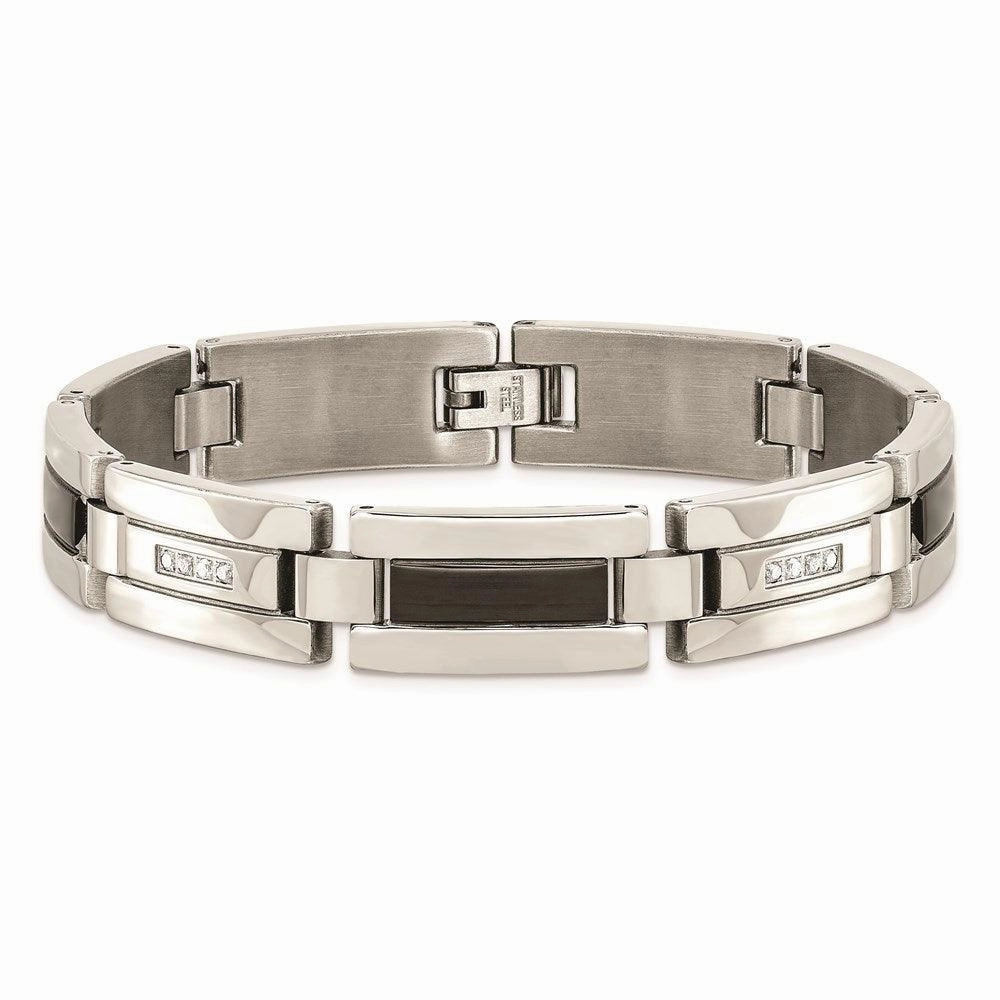 Stainless Steel Polished Black IP-plated 1/4ct tw. Diamond Bracelet