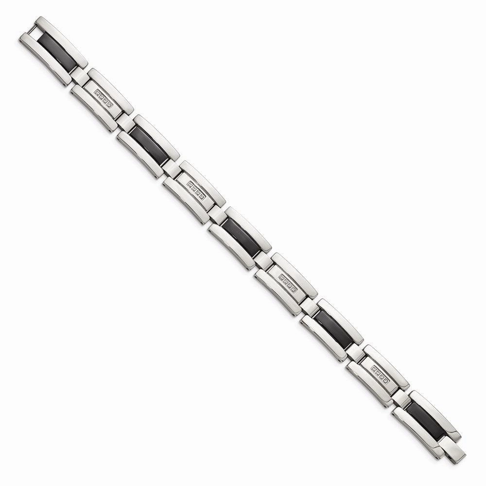 Stainless Steel Polished Black IP-plated 1/4ct tw. Diamond Bracelet