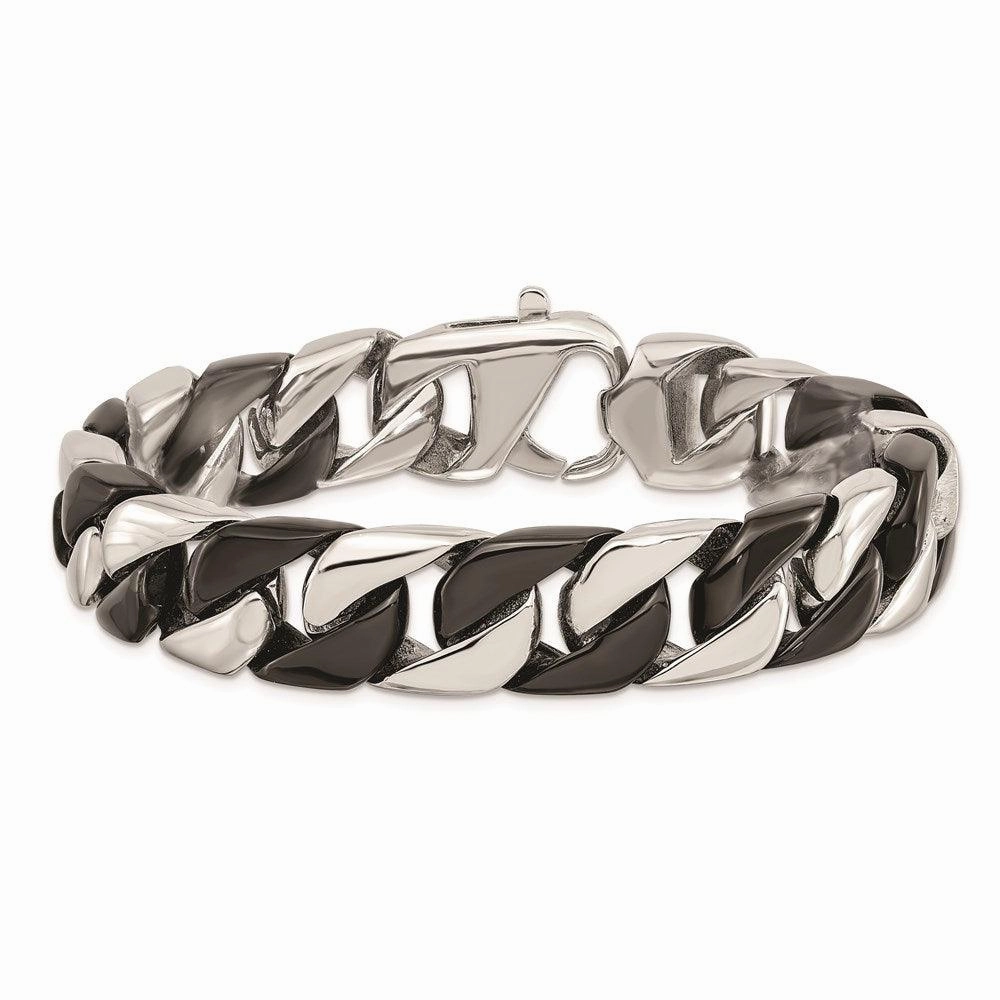 Stainless Steel Polished Black IP-plated 8.75in Bracelet