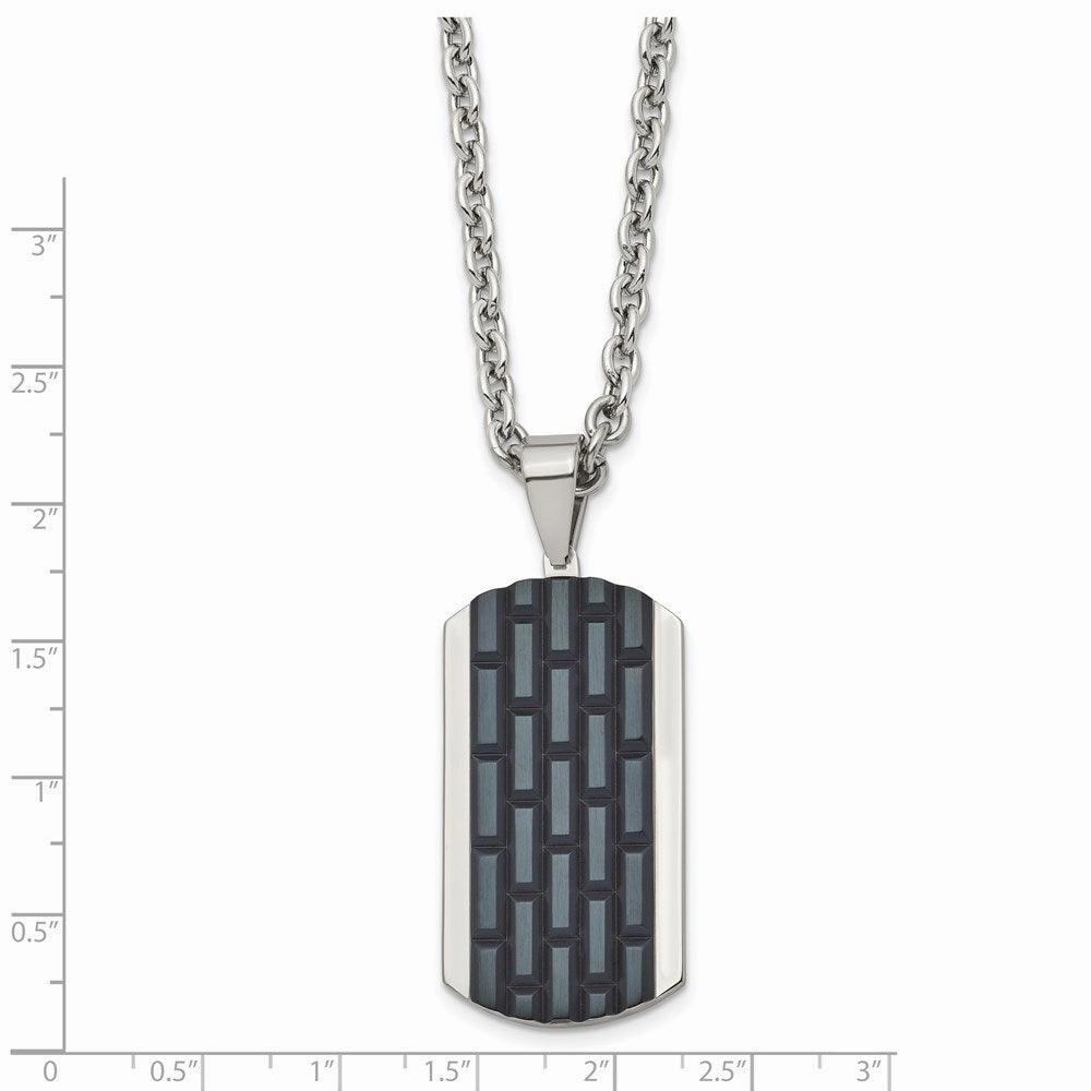 Stainless Steel Polished Black IP-plated Dog Tag Necklace