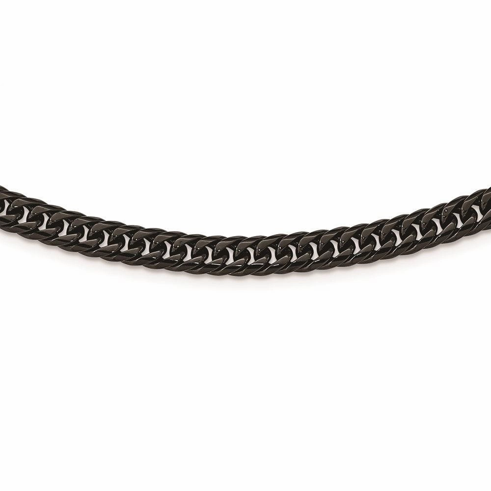 Stainless Steel Polished Black IP-plated Double Curb Chain Necklace