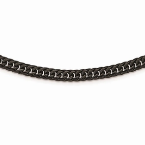 Stainless Steel Polished Black IP-plated Double Curb Chain Necklace