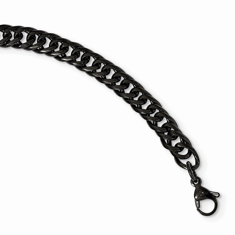 Stainless Steel Polished Black IP-plated Double Curb Chain Necklace