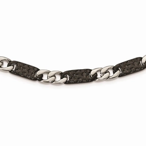Stainless Steel Polished Black IP-plated Link Necklace