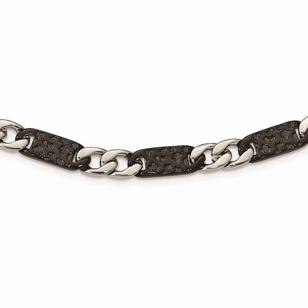 Stainless Steel Polished Black IP-plated Link Necklace