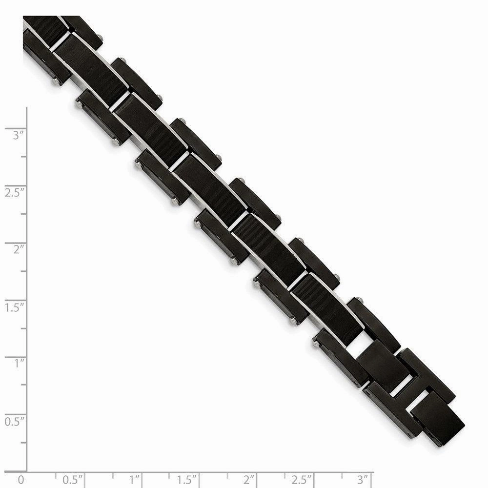 Stainless Steel Polished Black IP-plated w/solid Carbon Fiber Inlay 8.5in B