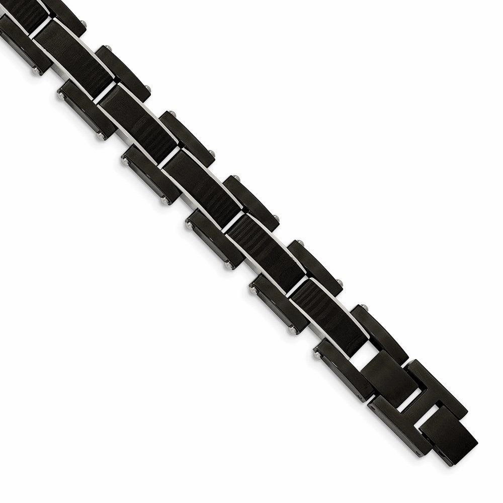Stainless Steel Polished Black IP-plated w/solid Carbon Fiber Inlay 8.5in B