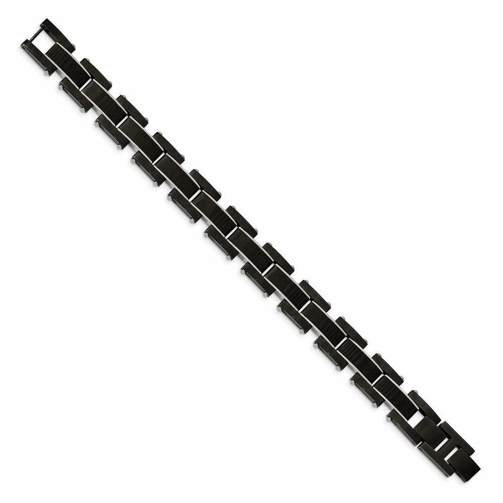 Stainless Steel Polished Black IP-plated w/solid Carbon Fiber Inlay 8.5in B