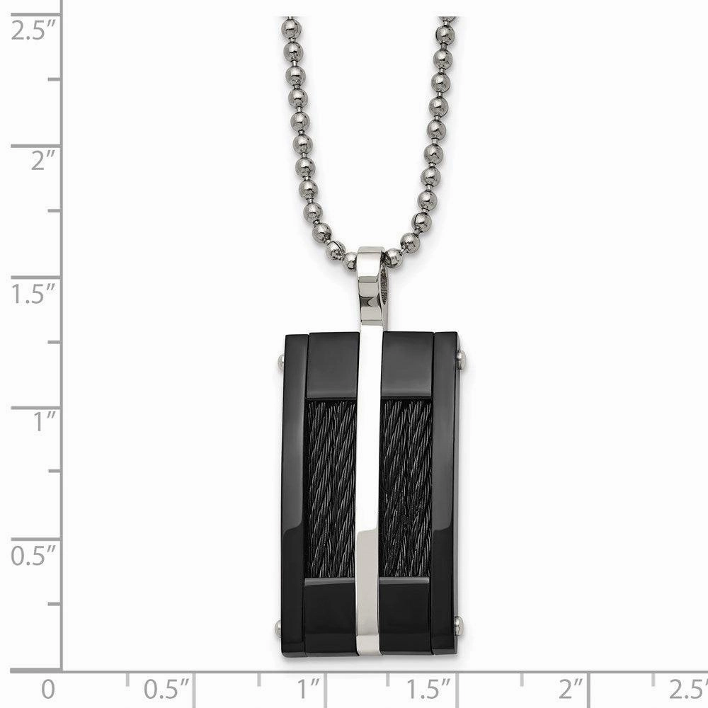 Stainless Steel Polished Black IP-plated Wire Necklace