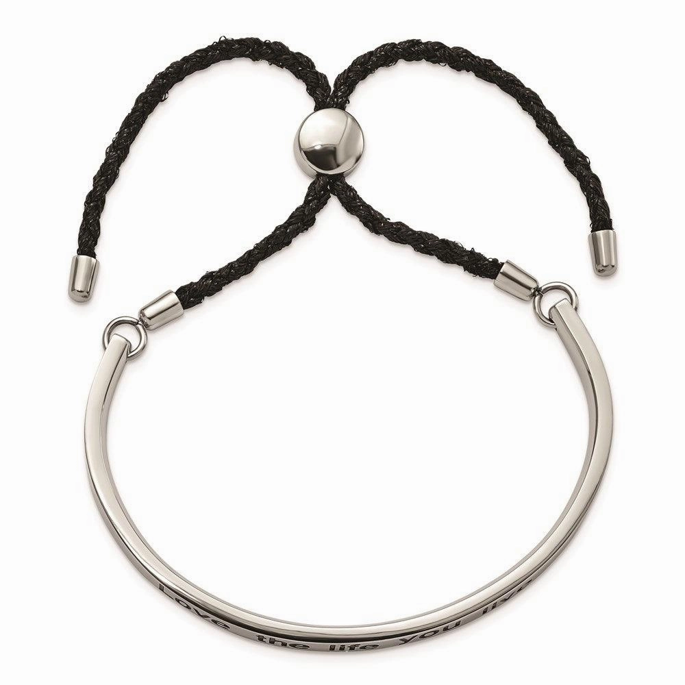 Stainless Steel Polished Bolo/Friendship Adjustable Bracelet