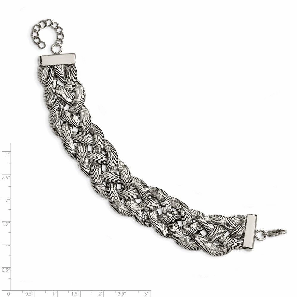 Stainless Steel Polished Braided with 1.25in ext. Bracelet