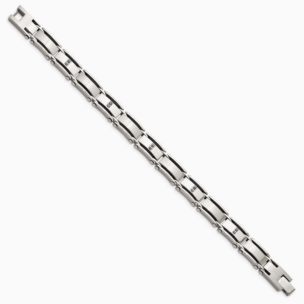 Stainless Steel Polished/Brushed 1/10ct tw. Diamond Bracelet