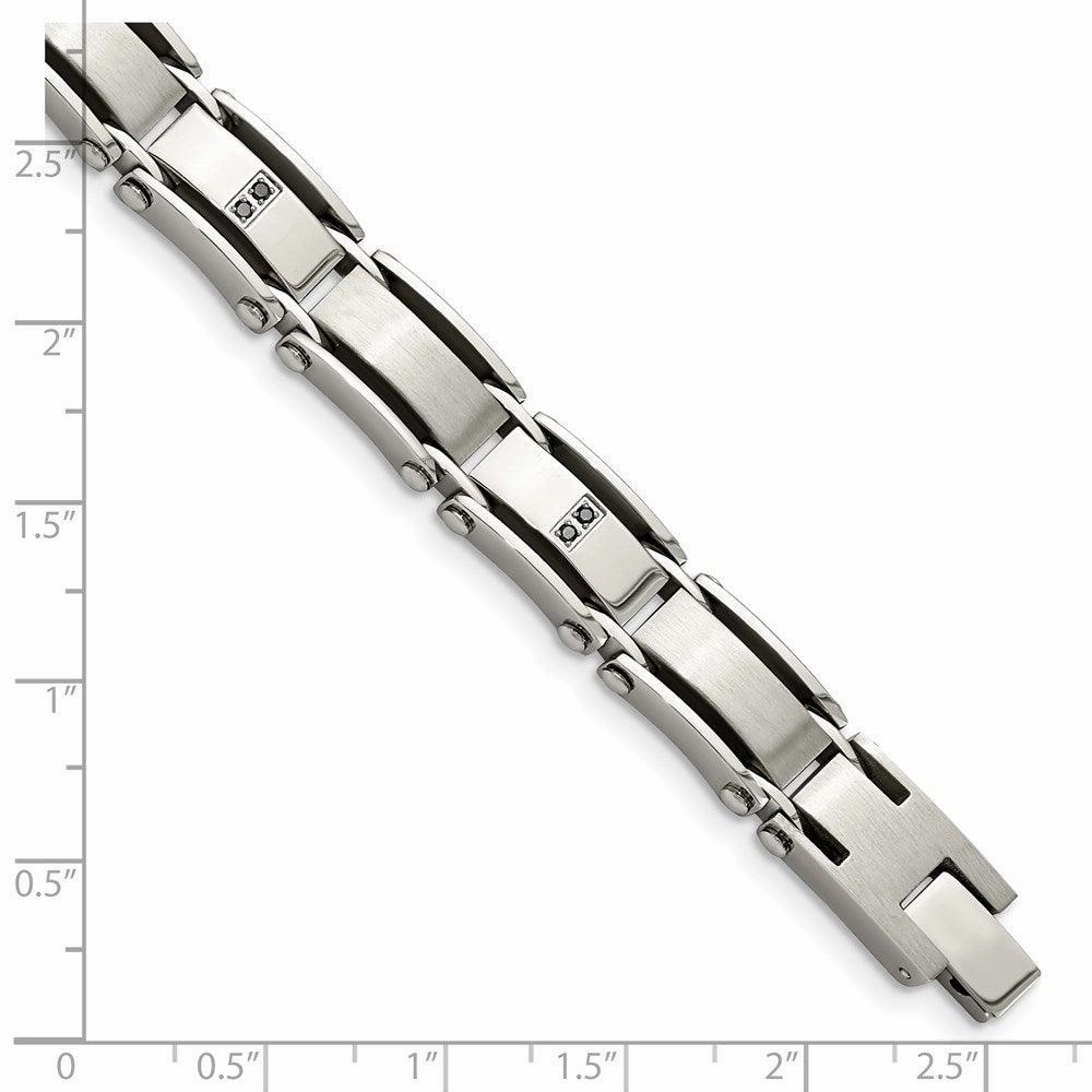 Stainless Steel Polished/Brushed 1/10ct tw. Diamond Bracelet