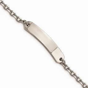 Stainless Steel Polished Cable Chain 7in ID Bracelet