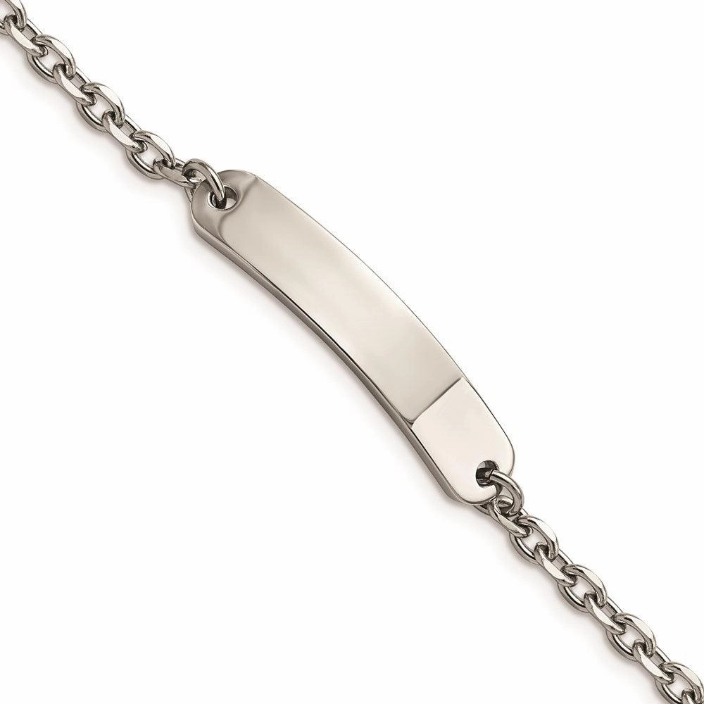 Stainless Steel Polished Cable Chain 7in ID Bracelet