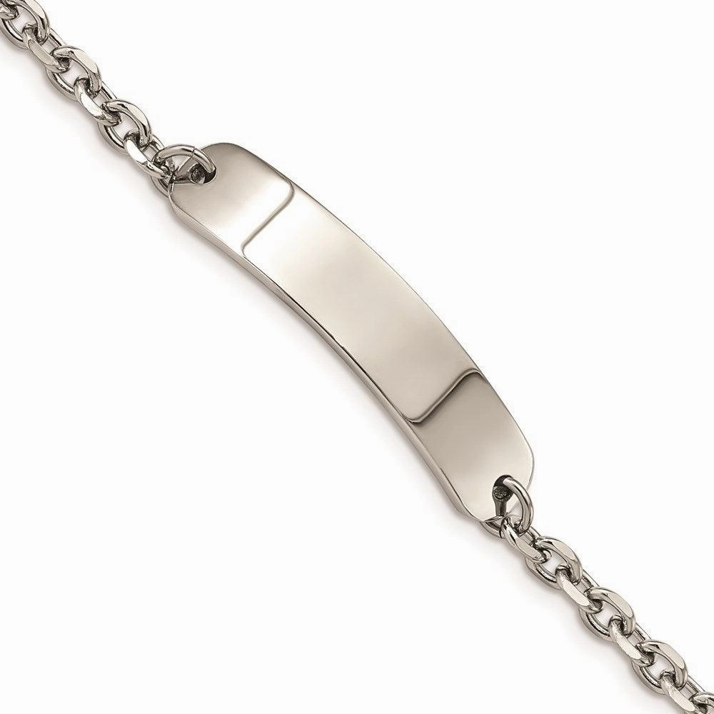 Stainless Steel Polished Cable Chain 8in ID Bracelet