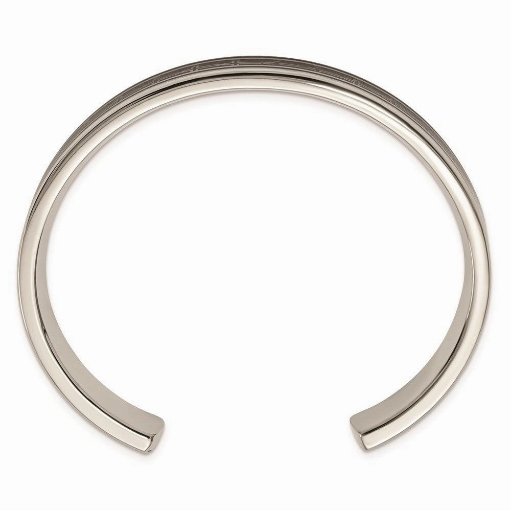 Stainless steel Polished Carbon Fiber Inlay/Black IP-plated Cross Bangle
