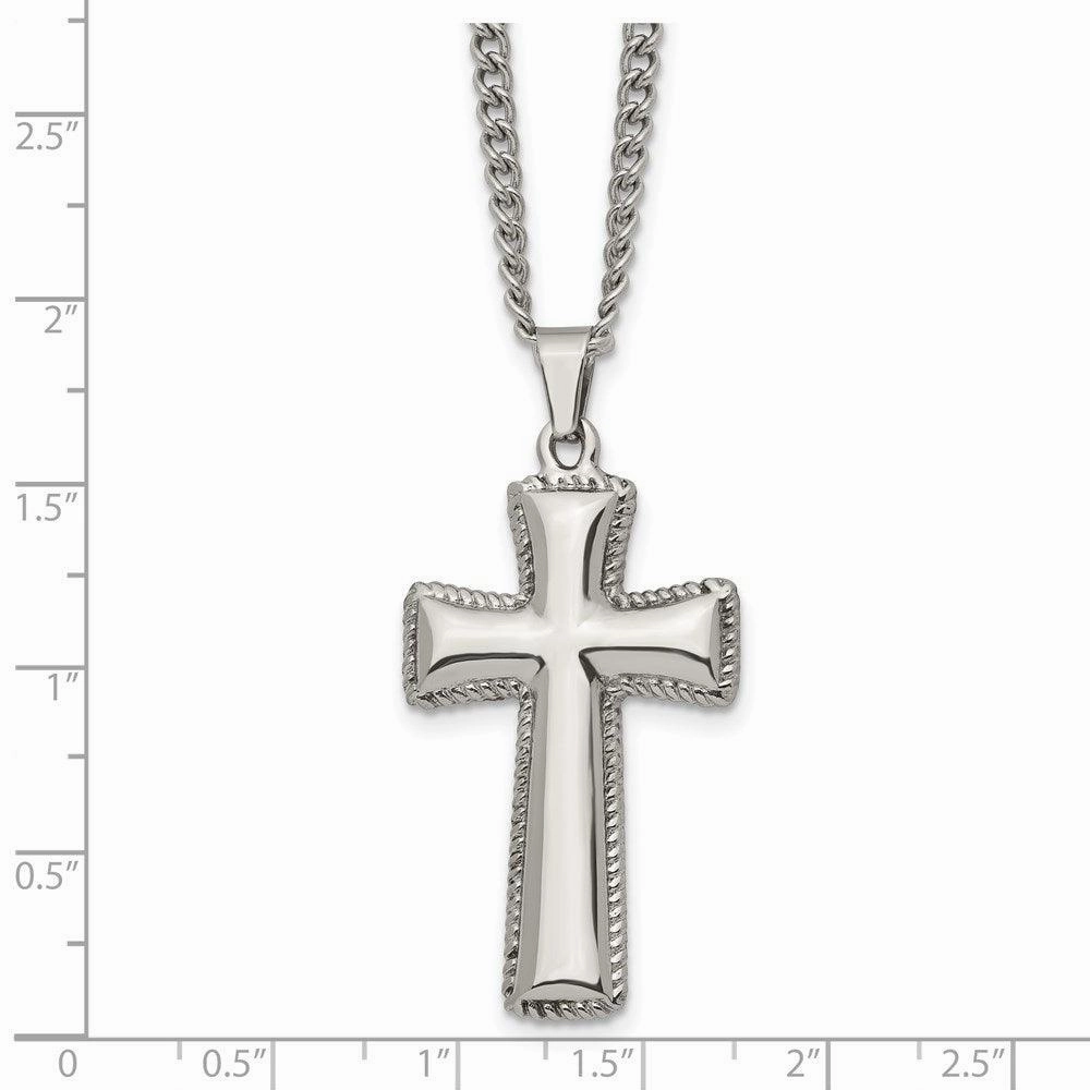 Stainless Steel Polished Cushion Cross Necklace