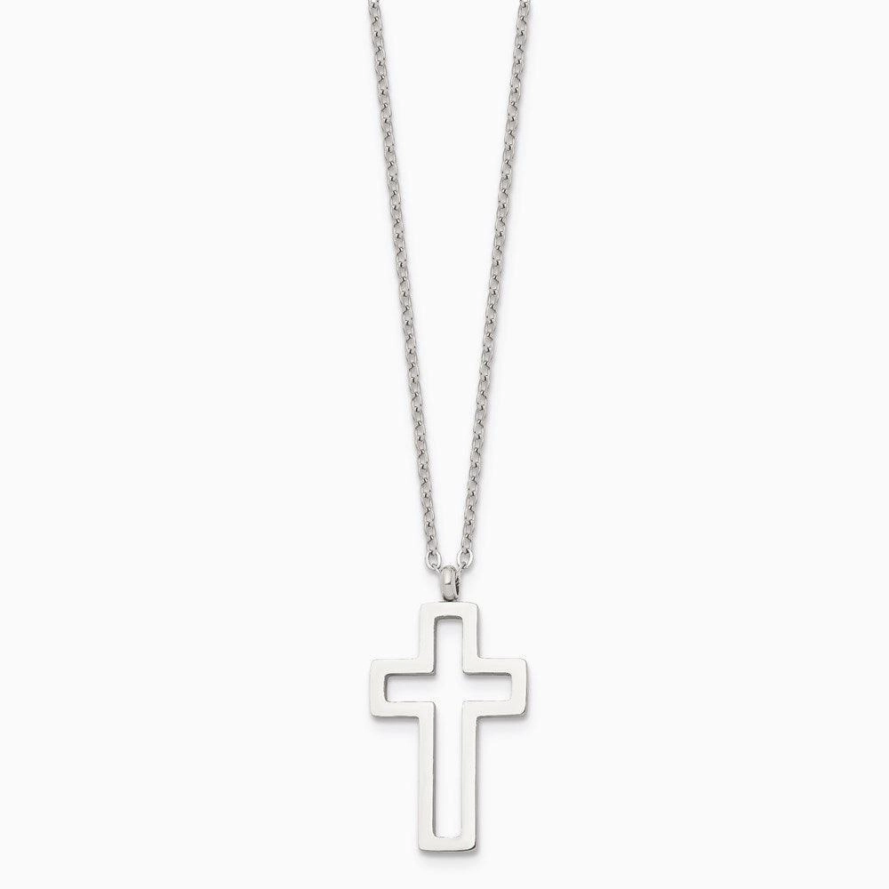 Stainless Steel Polished Cut-out Cross Necklace