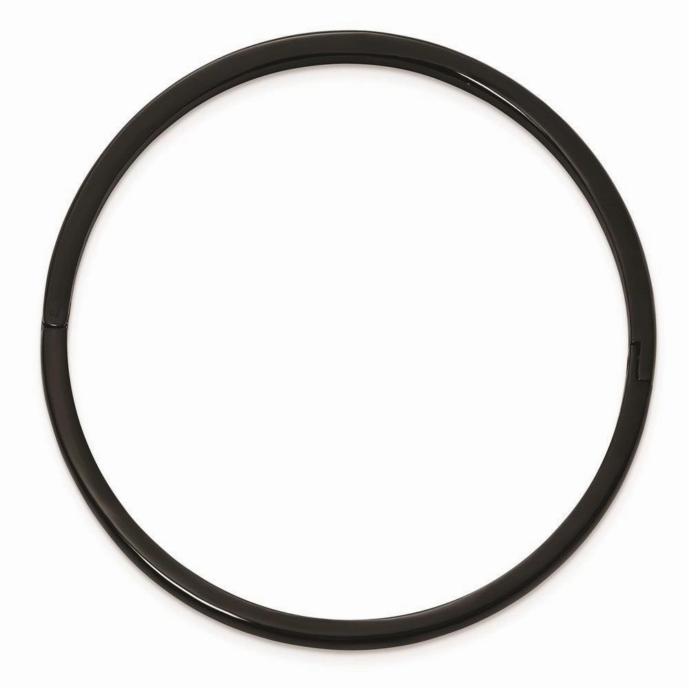 Stainless Steel Polished CZ Black IP-plated Bangle