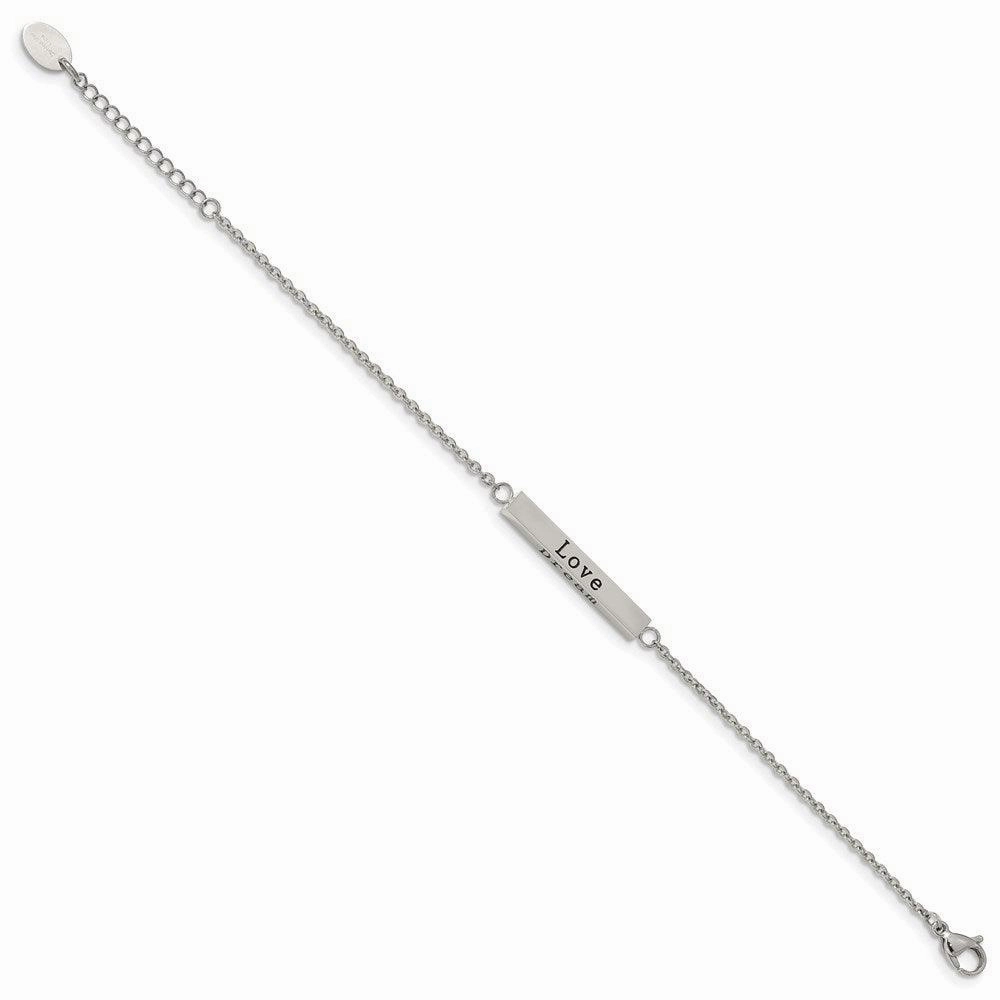 Stainless Steel Polished CZ Enjoy the little things w/ 1.5in ext Bar Bracel