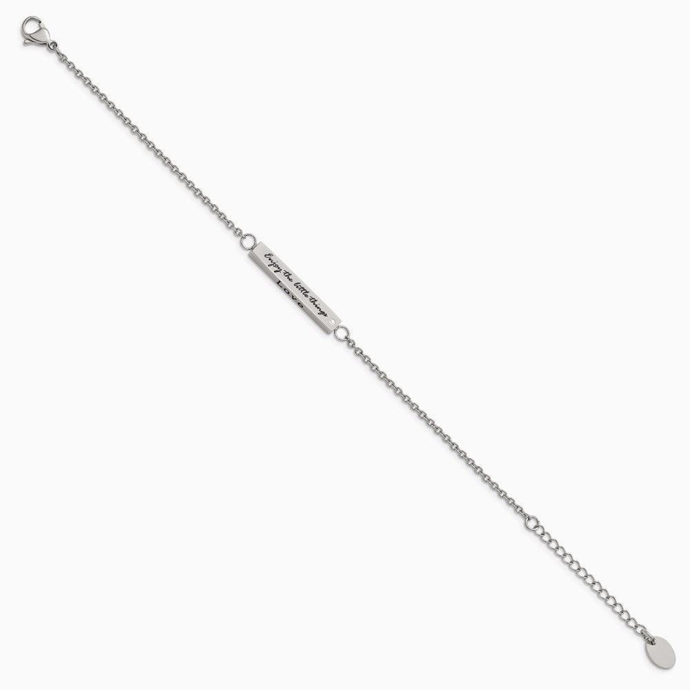 Stainless Steel Polished CZ Enjoy the little things w/ 1.5in ext Bar Bracel