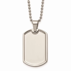 Stainless Steel Polished Dog Tag Necklace