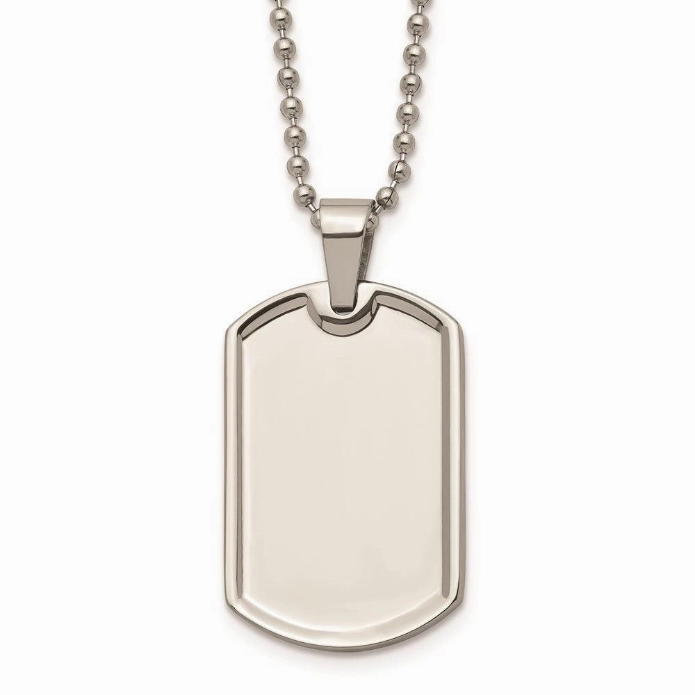 Stainless Steel Polished Dog Tag Necklace