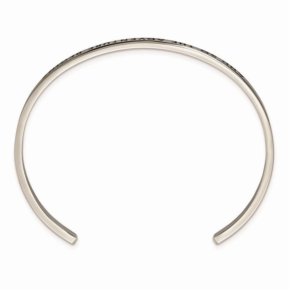 Stainless Steel Polished Enamel/Crystal ADVENTURE BEGINS 3mm Bangle