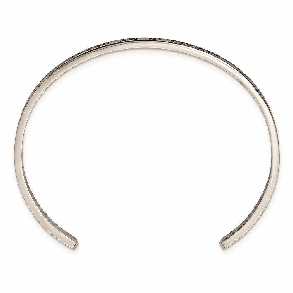 Stainless Steel Polished Enamel/Crystal ALWAYS IN MY HEART 3mm Bangle
