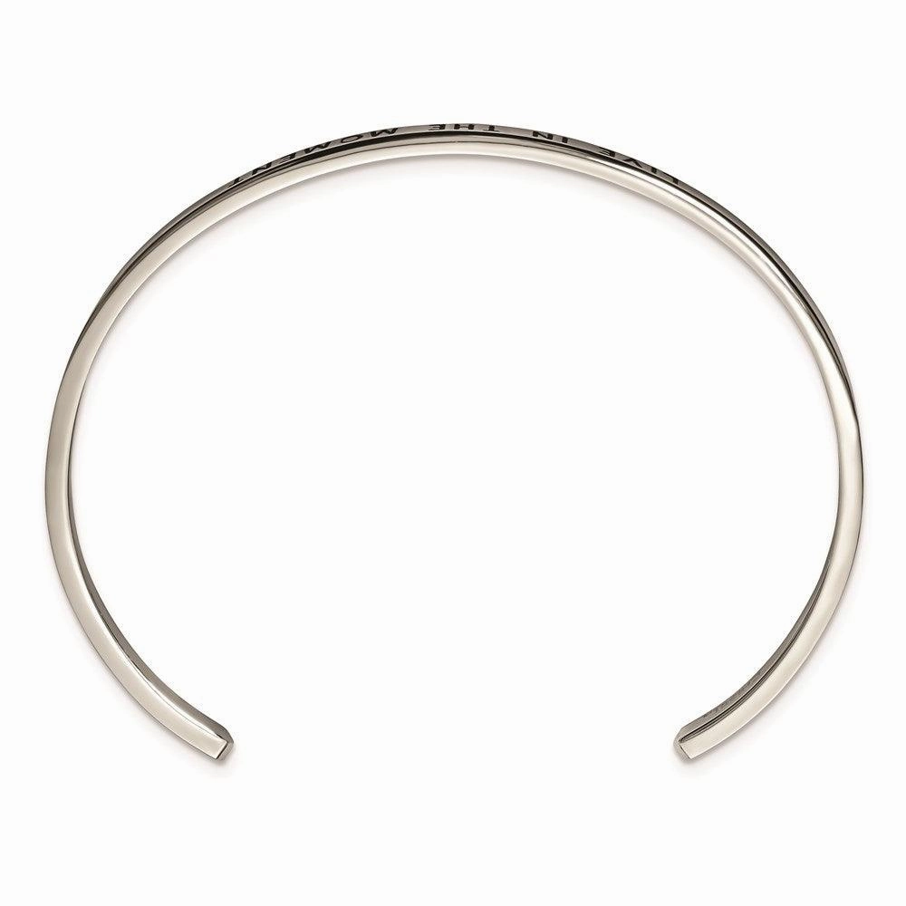 Stainless Steel Polished Enamel/Crystal IN THE MOMENT 3mm Cuff Bangle