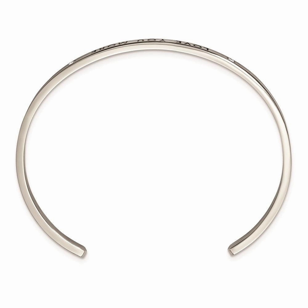 Stainless Steel Polished Enamel/Crystal LOVE YOU MORE 3mm Cuff Bangle