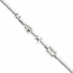 Stainless Steel Polished FAITH w/1in ext 6.5in Bracelet