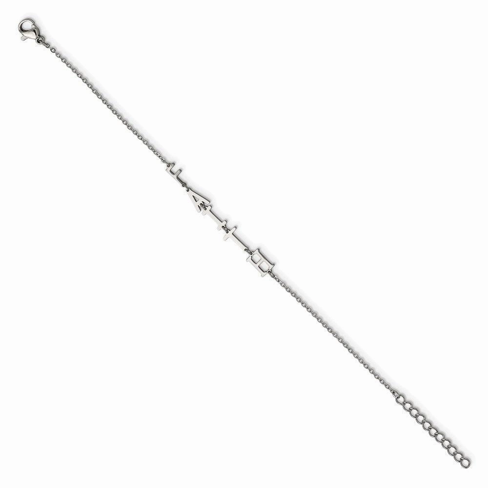 Stainless Steel Polished FAITH w/1in ext 6.5in Bracelet