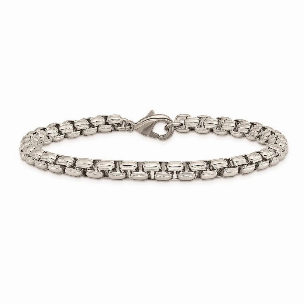Stainless Steel Polished Fancy Box 8.5in Bracelet