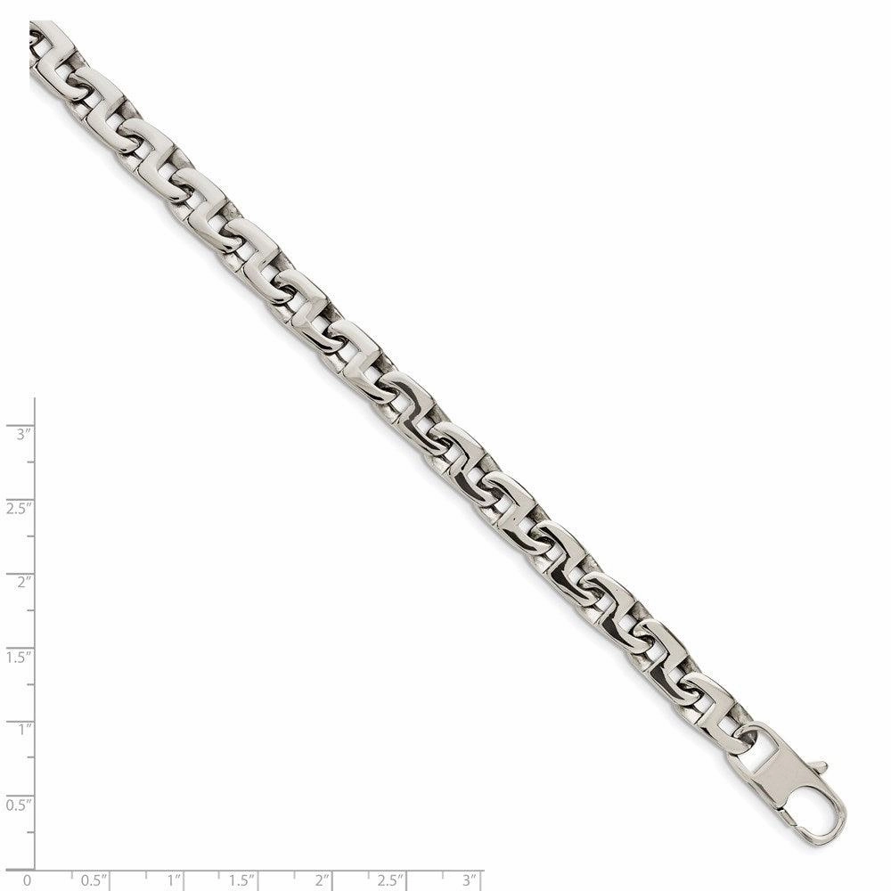 Stainless Steel Polished Fancy Squares Link Bracelet