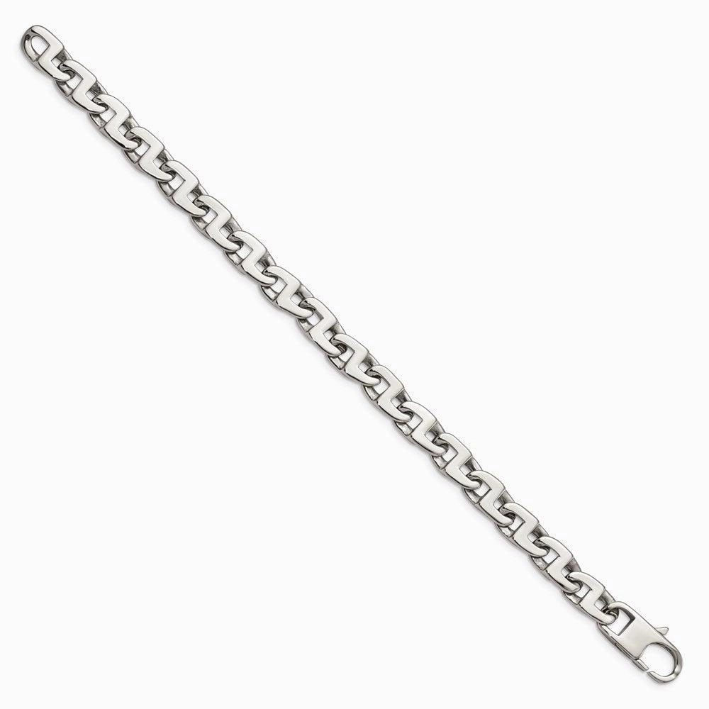 Stainless Steel Polished Fancy Squares Link Bracelet