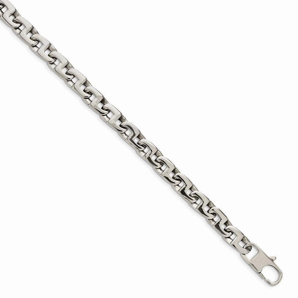 Stainless Steel Polished Fancy Squares Link Necklace