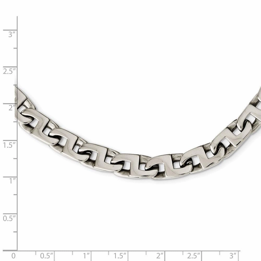 Stainless Steel Polished Fancy Squares Link Necklace